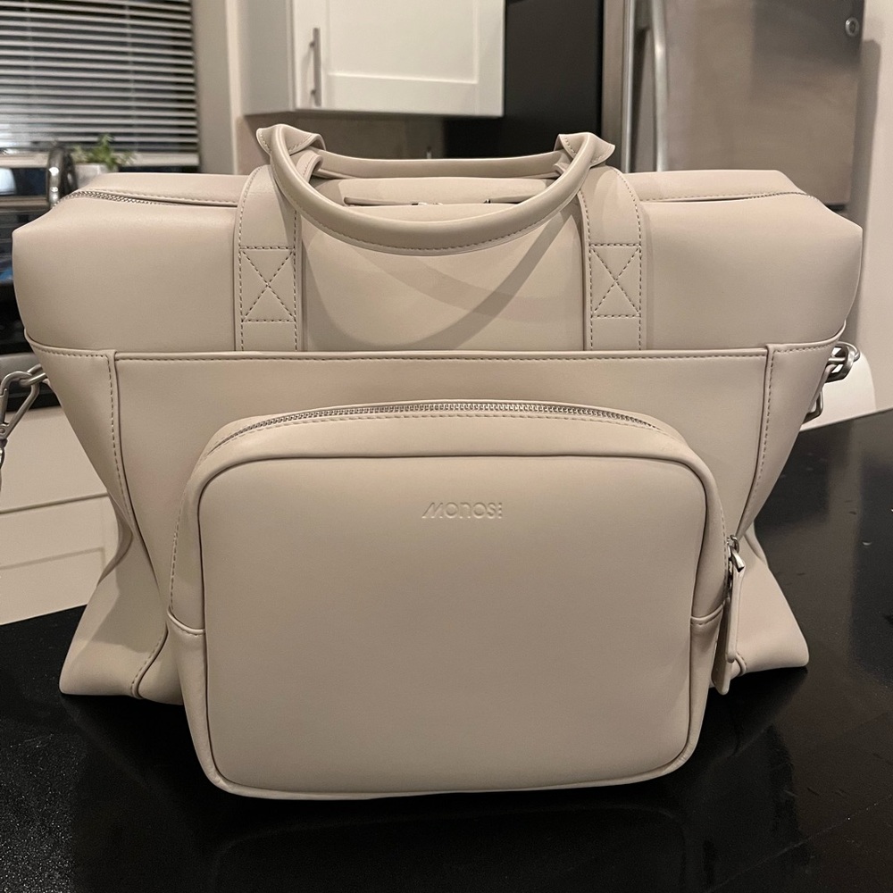 Monos Metro Duffel Vegan Leather Travel Bag in Ivory
